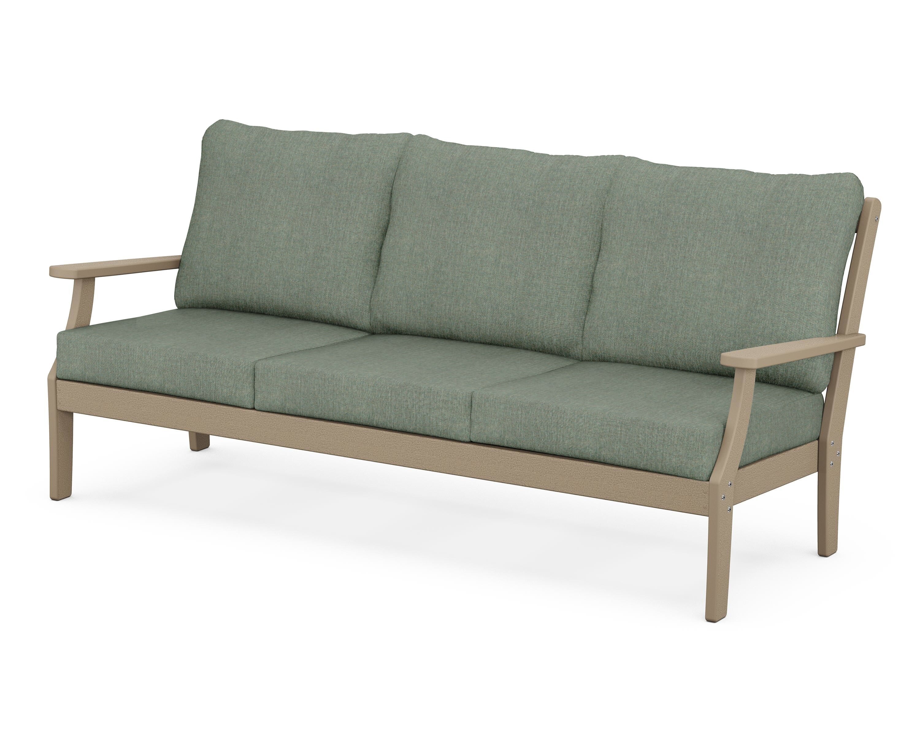 POLYWOOD® Braxton Deep Seating Sofa in Vintage Sahara / Cast Sage