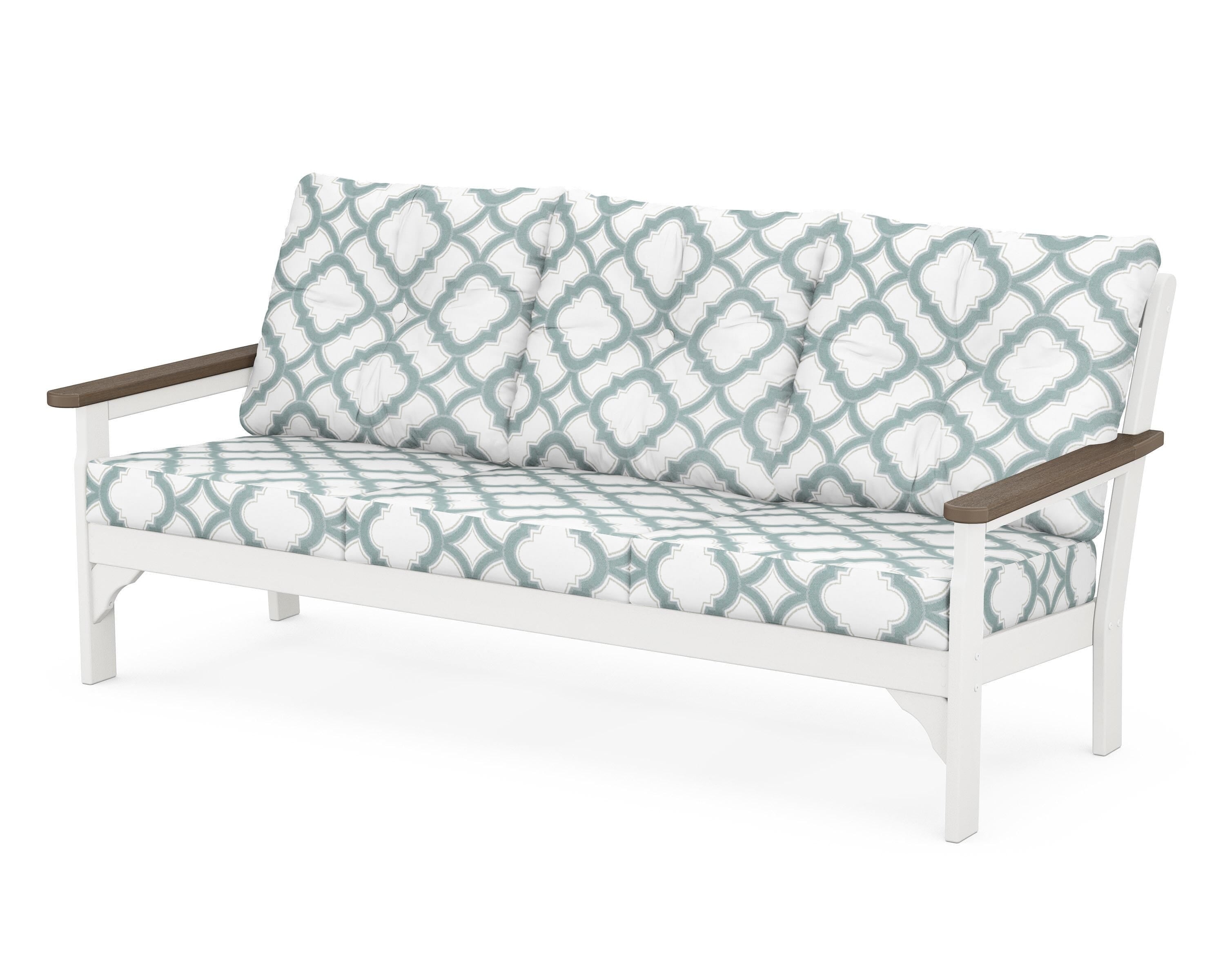 POLYWOOD® Vineyard Deep Seating Sofa in White / Kona / Trellis Glacier Spa