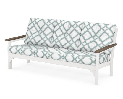 POLYWOOD® Vineyard Deep Seating Sofa in White / Kona / Trellis Glacier Spa