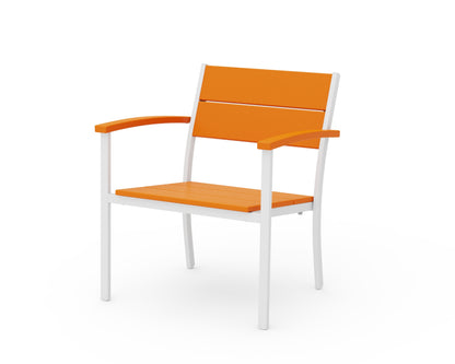 POLYWOOD® Main Street Stacking Lounge Arm Chair in White / Tangerine
