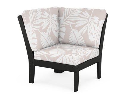 POLYWOOD® Braxton Modular Corner Chair in Black / Leaf Dune Burlap