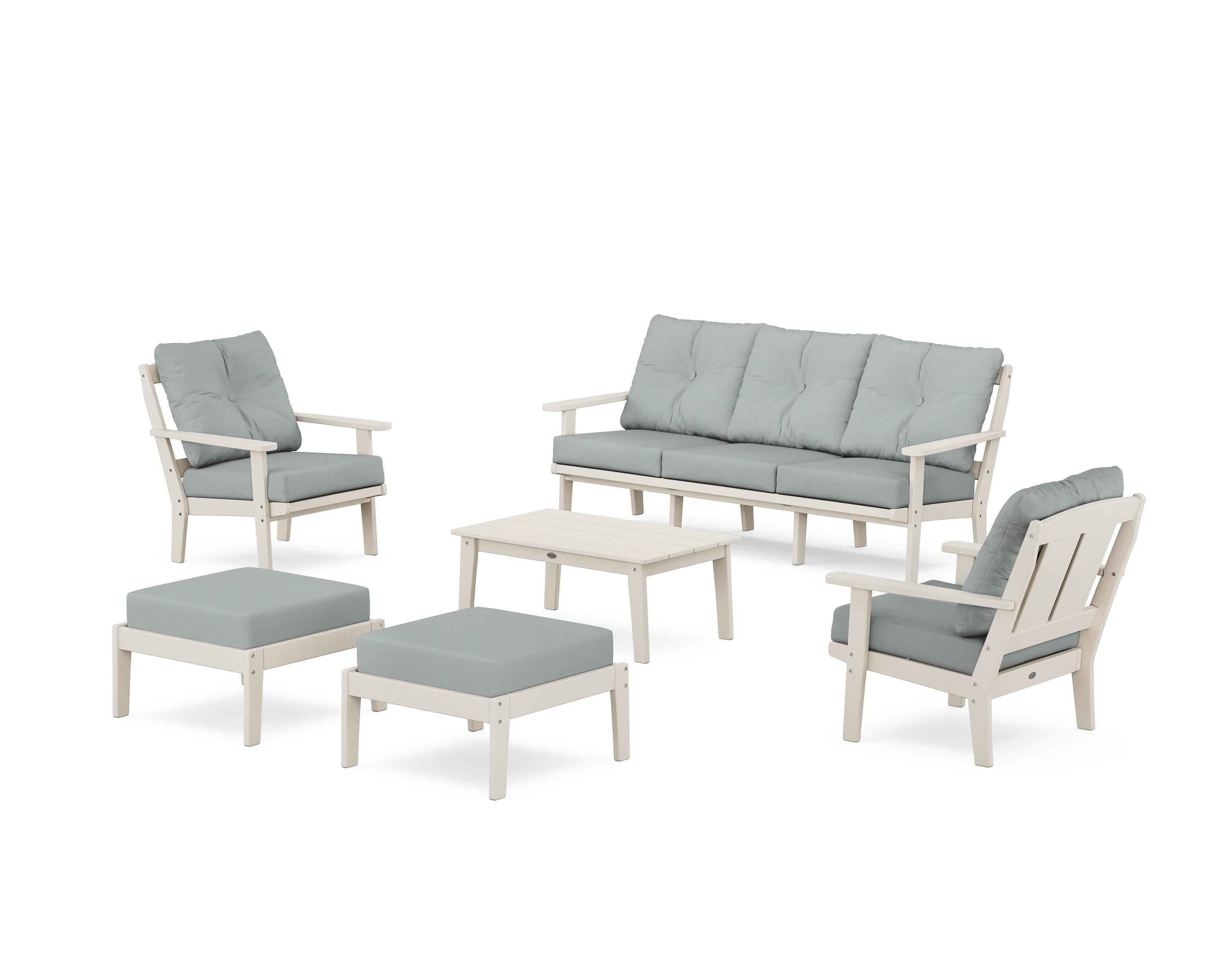 POLYWOOD® Mission 6-Piece Lounge Sofa Set in Sand / Spa