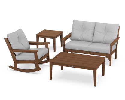 POLYWOOD® Vineyard 4-Piece Deep Seating Rocker Set in Teak / Granite