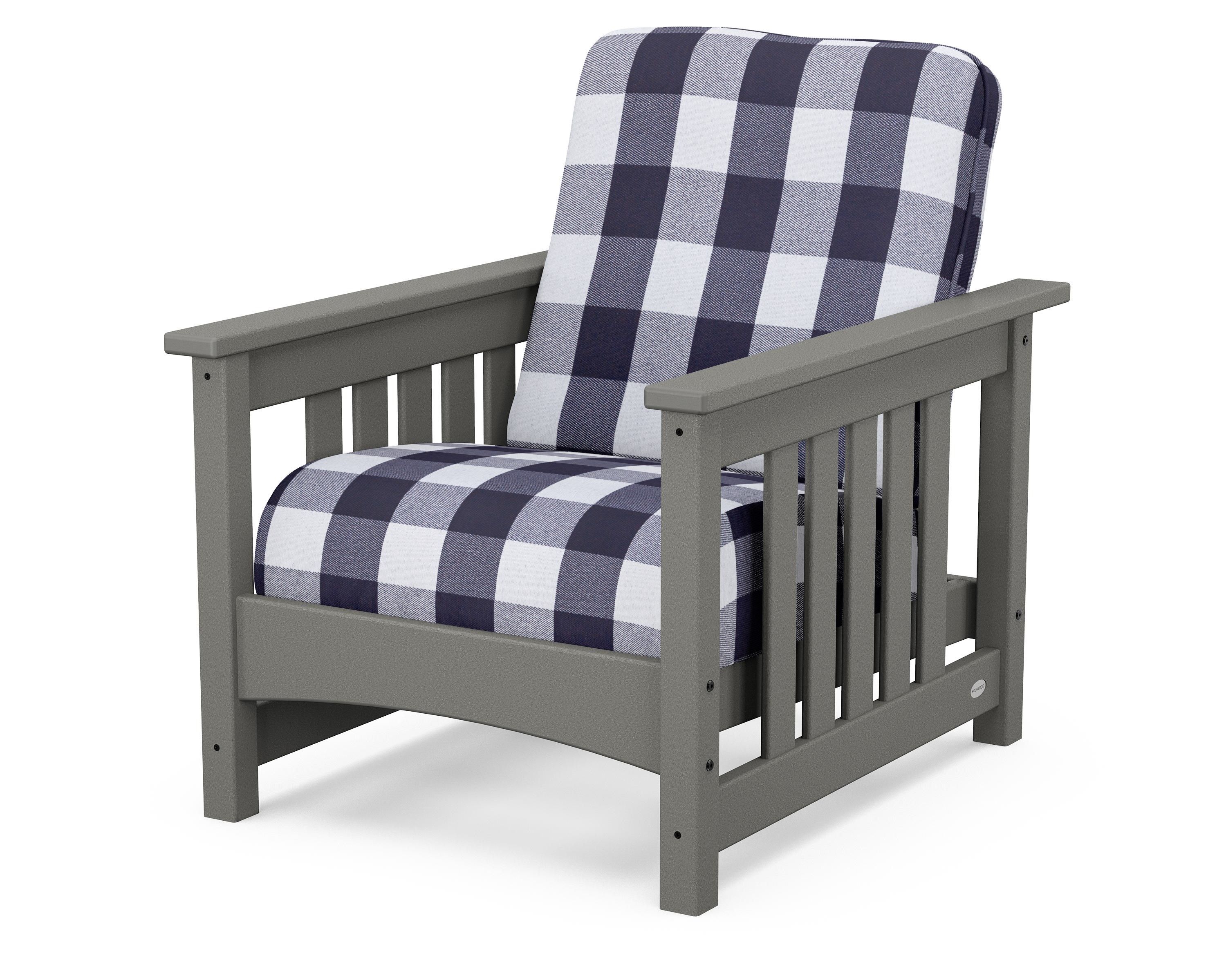 POLYWOOD® Club Mission Chair in Slate Grey / Buffalo Plaid Navy