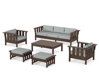 Martha Stewart by POLYWOOD® Acadia 6-Piece Lounge Sofa Set in Mahogany / Spa