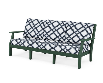 Martha Stewart by POLYWOOD® Chinoiserie Deep Seating Sofa in Green / Trellis Marine Indigo