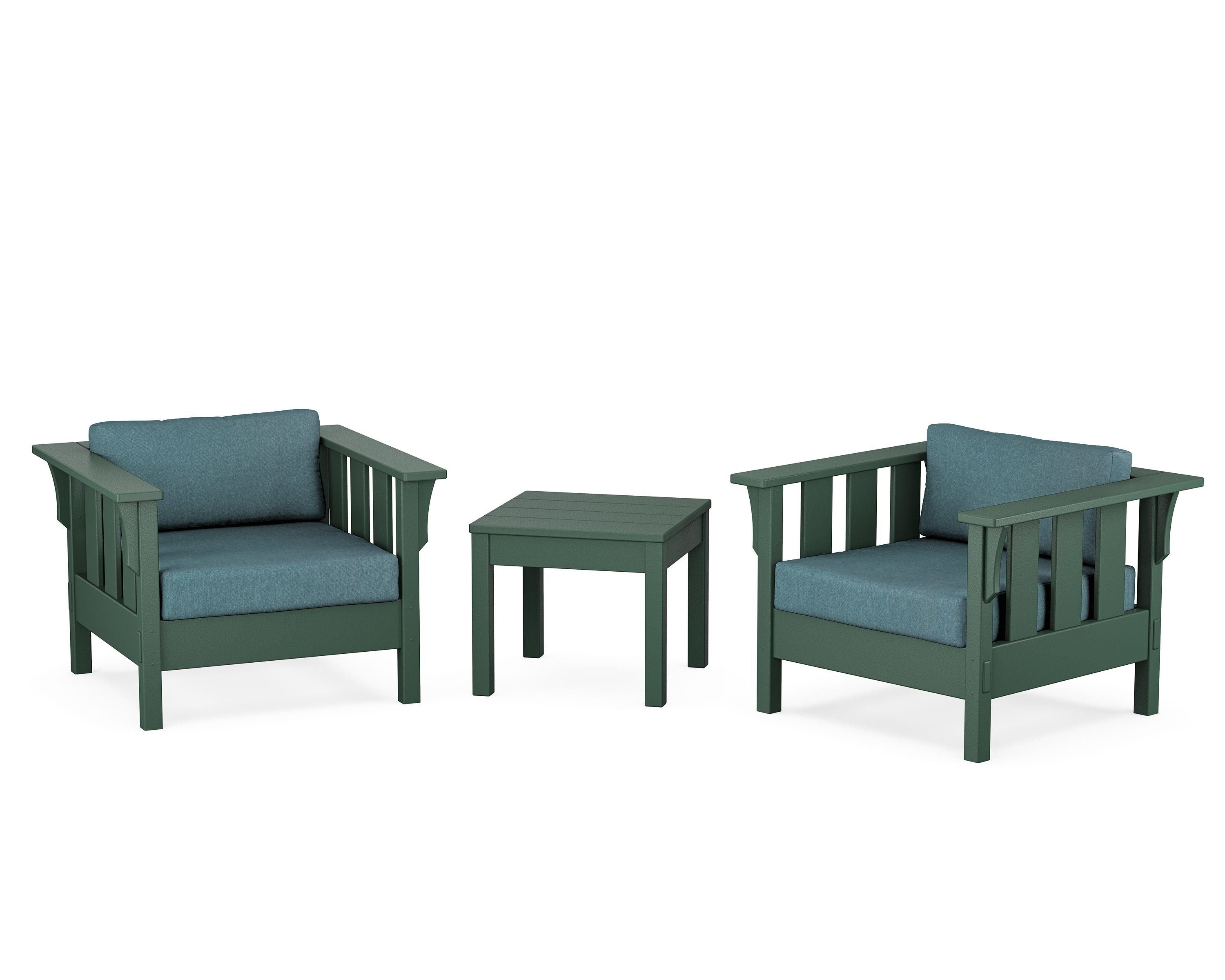 Martha Stewart by POLYWOOD® Acadia 3-Piece Deep Seating Set in Green / Ocean Teal