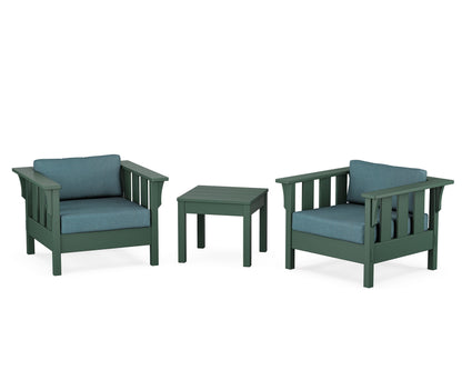Martha Stewart by POLYWOOD® Acadia 3-Piece Deep Seating Set in Green / Ocean Teal