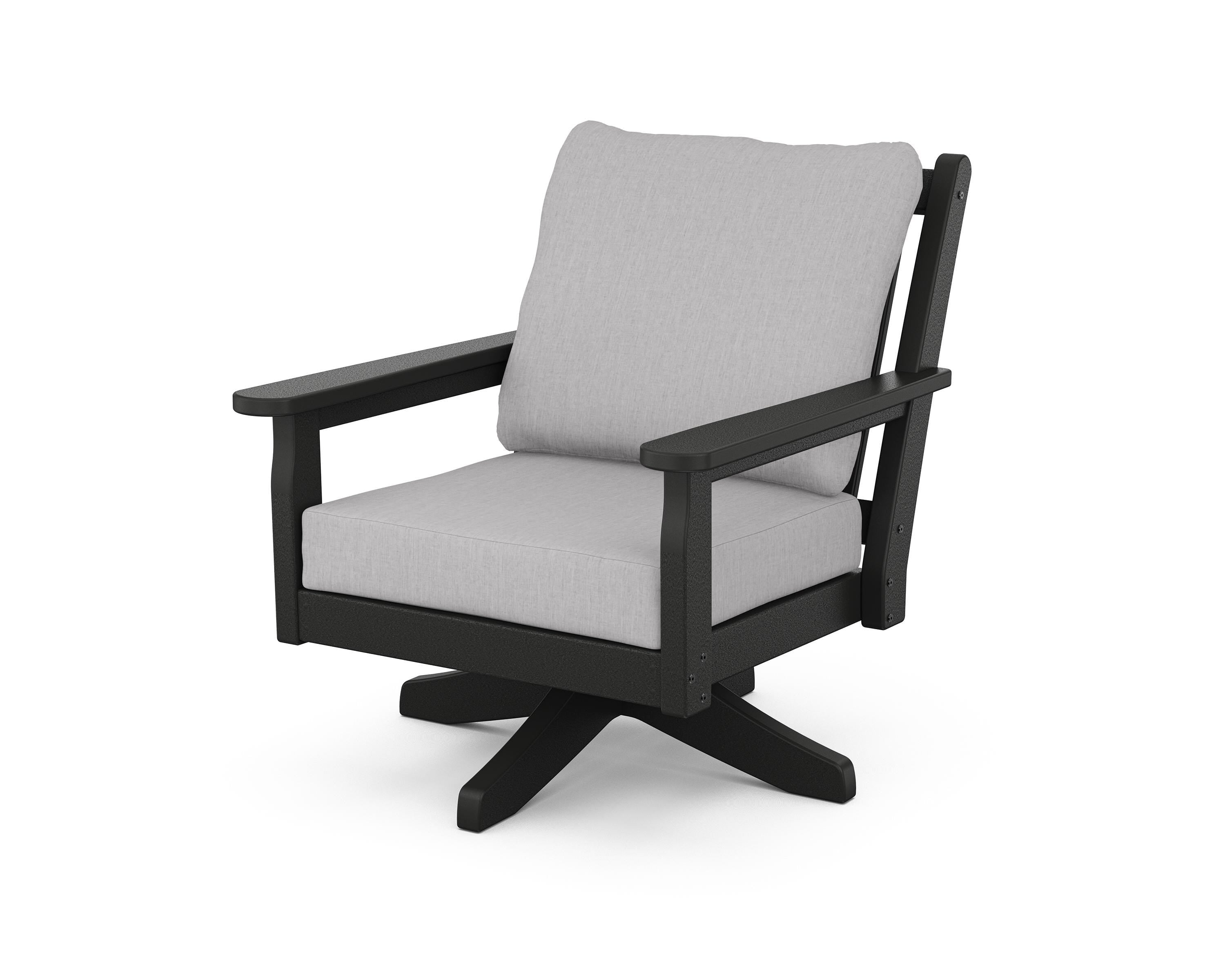 POLYWOOD® Chippendale Deep Seating Swivel Chair in Black / Granite