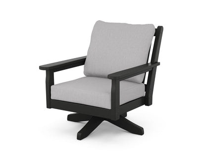 POLYWOOD® Chippendale Deep Seating Swivel Chair in Black / Granite