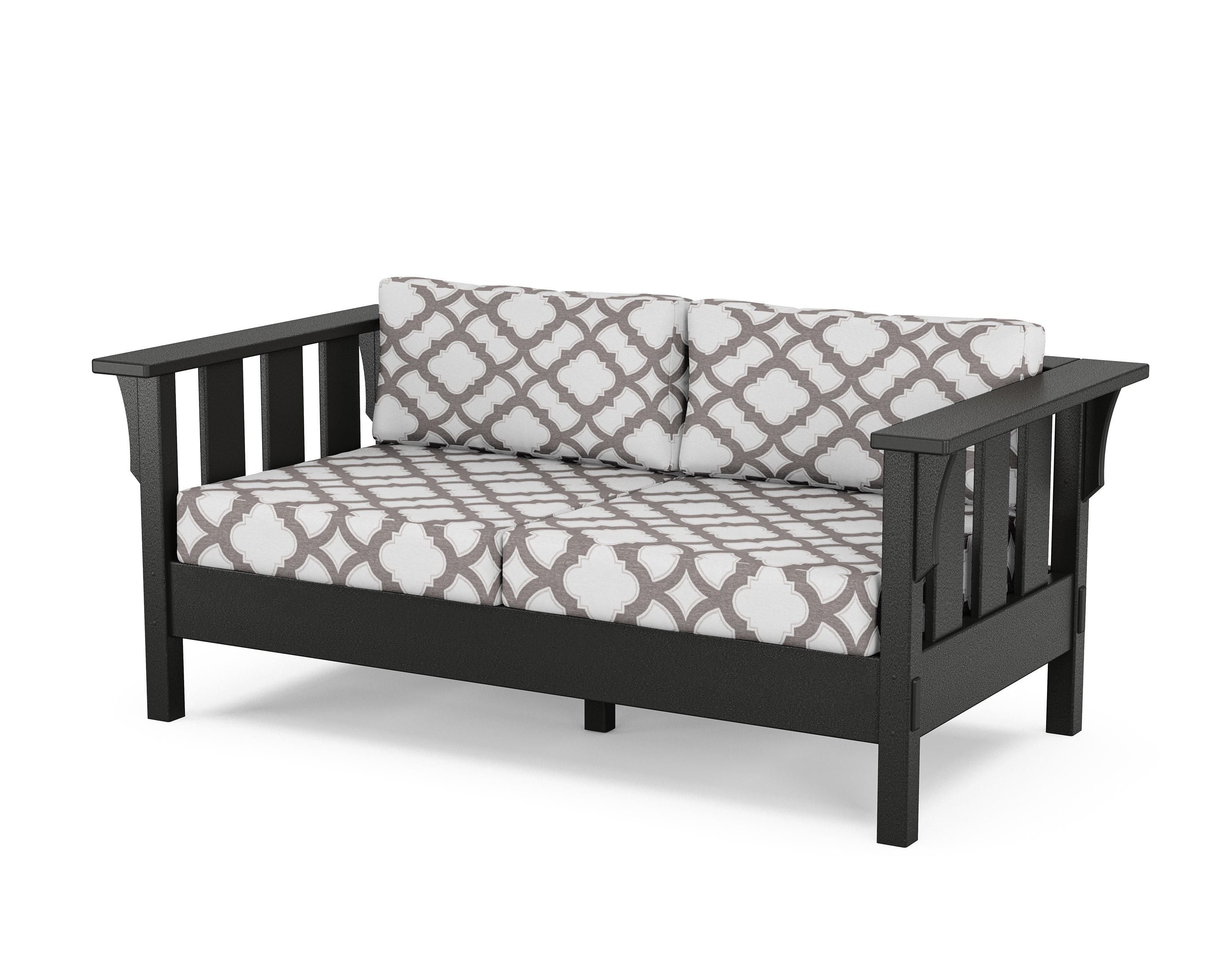 Martha Stewart by POLYWOOD® Acadia Deep Seating Loveseat in Black / Trellis Grey Mist