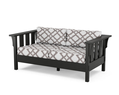 Martha Stewart by POLYWOOD® Acadia Deep Seating Loveseat in Black / Trellis Grey Mist