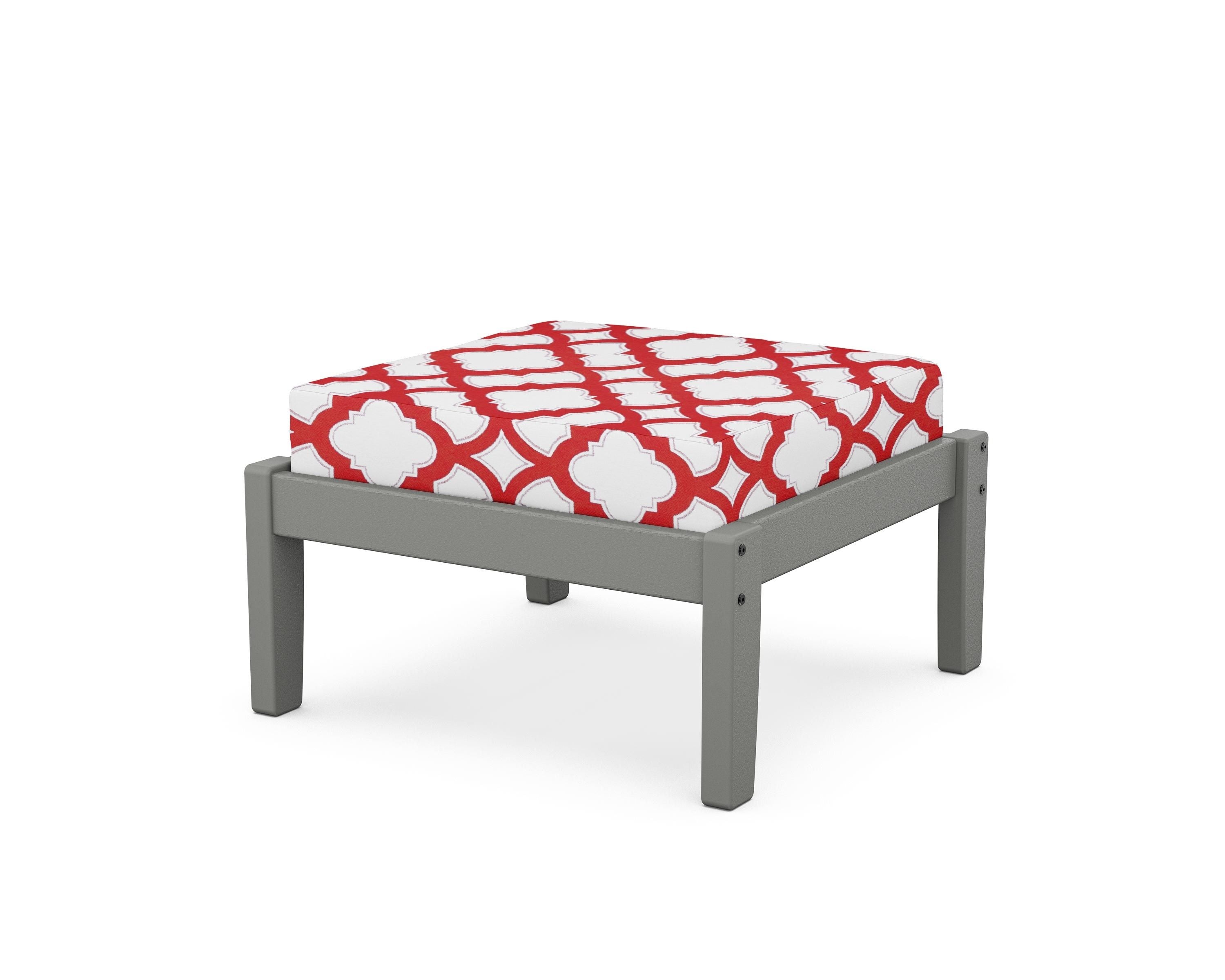 Unbranded Deep Seating Ottoman in Slate Grey / Trellis Crimson