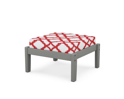 Unbranded Deep Seating Ottoman in Slate Grey / Trellis Crimson