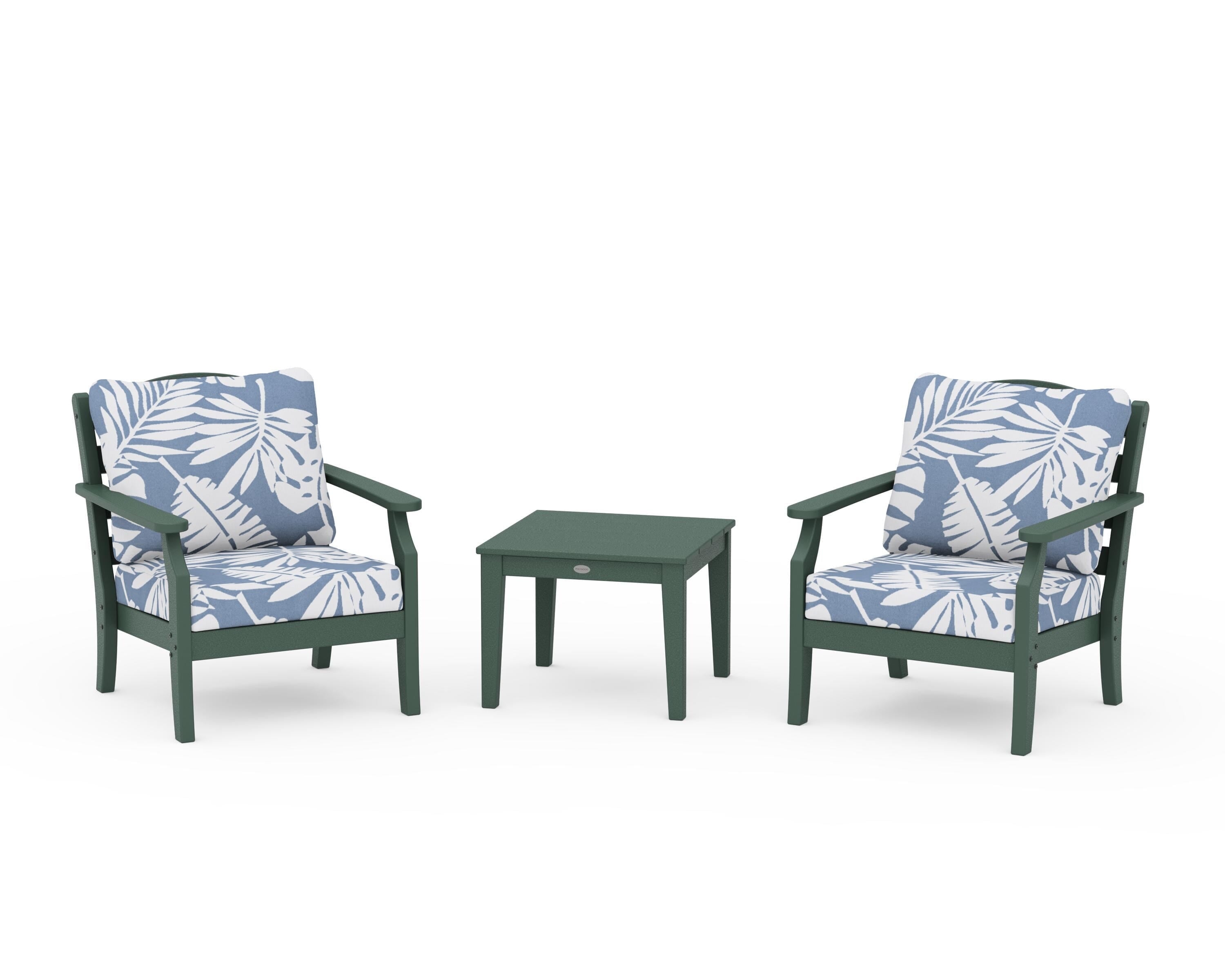 Draper James™ by  POLYWOOD® Savannah 3-Piece Deep Seating Set in Green / Leaf Sky Blue