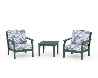 Draper James™ by  POLYWOOD® Savannah 3-Piece Deep Seating Set in Green / Leaf Sky Blue
