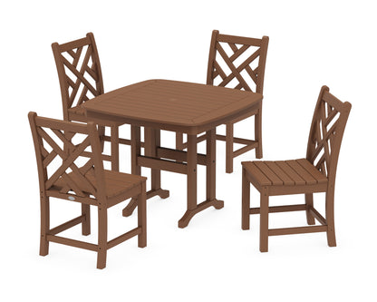 POLYWOOD® Chippendale 5-Piece Side Chair Dining Set in Teak