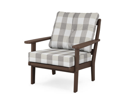 POLYWOOD® Mission Deep Seating Chair in Mahogany / Buffalo Plaid Grey Mist