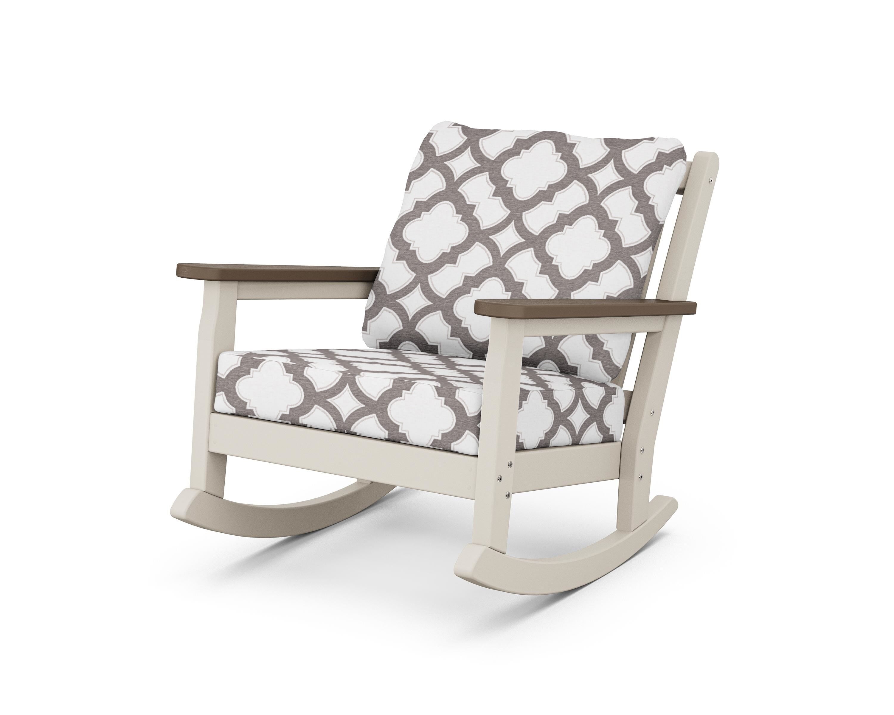 POLYWOOD® Chippendale Deep Seating Rocking Chair in Sand / Kona / Trellis Grey Mist