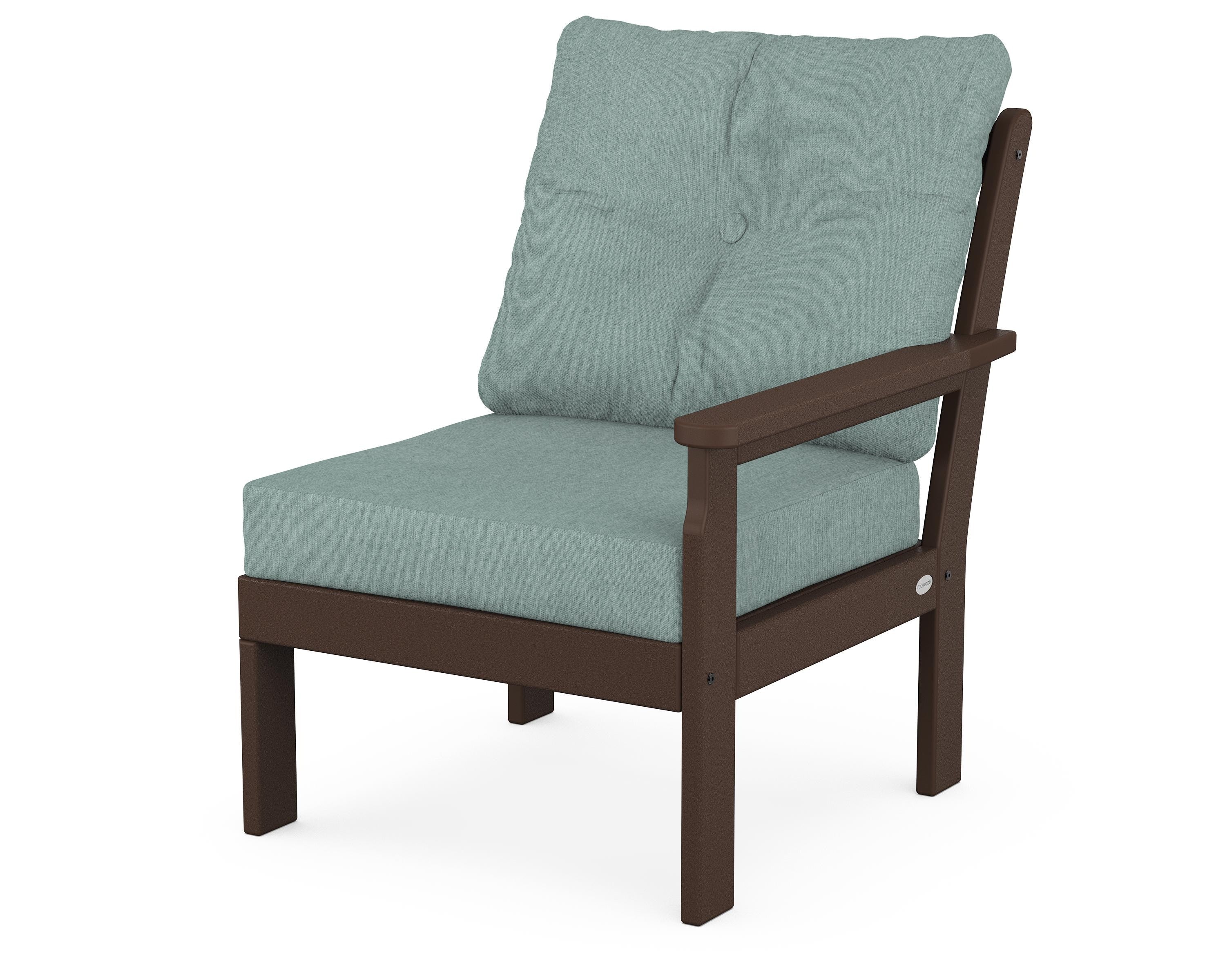 POLYWOOD® Vineyard Modular Right Arm Chair in Mahogany / Glacier Spa