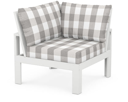 Unbranded Modular Corner Chair in White / Buffalo Plaid Grey Mist
