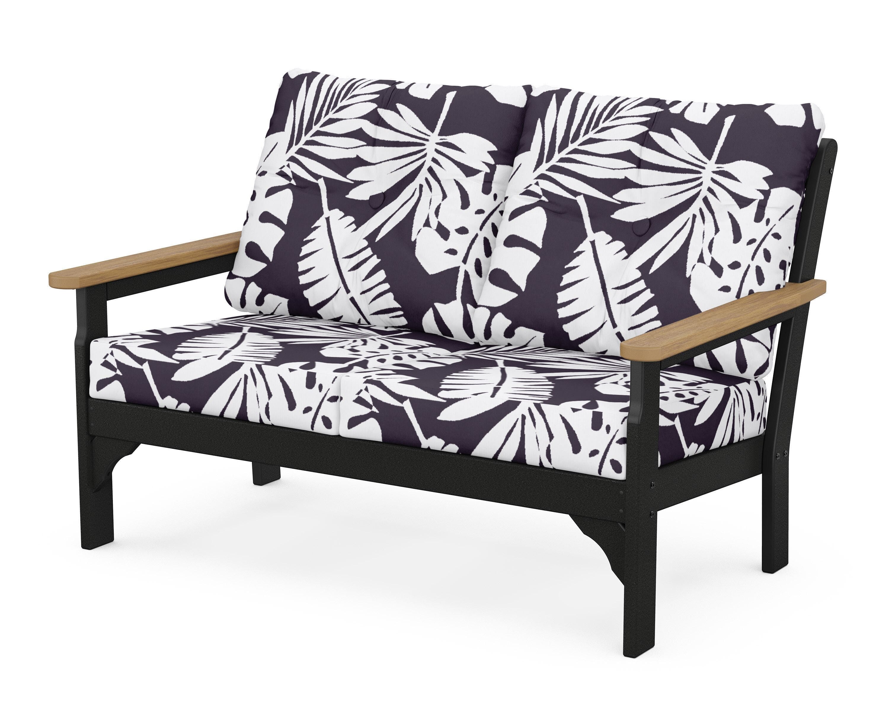 POLYWOOD® Vineyard Deep Seating Loveseat in Black / Natural / Leaf Navy
