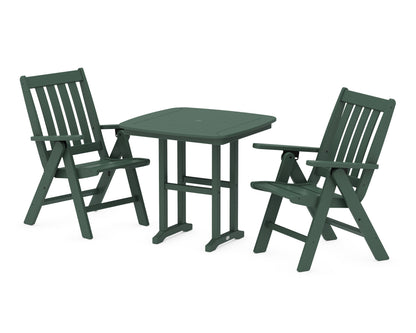 POLYWOOD® Vineyard Folding Chair 3-Piece Dining Set in Green