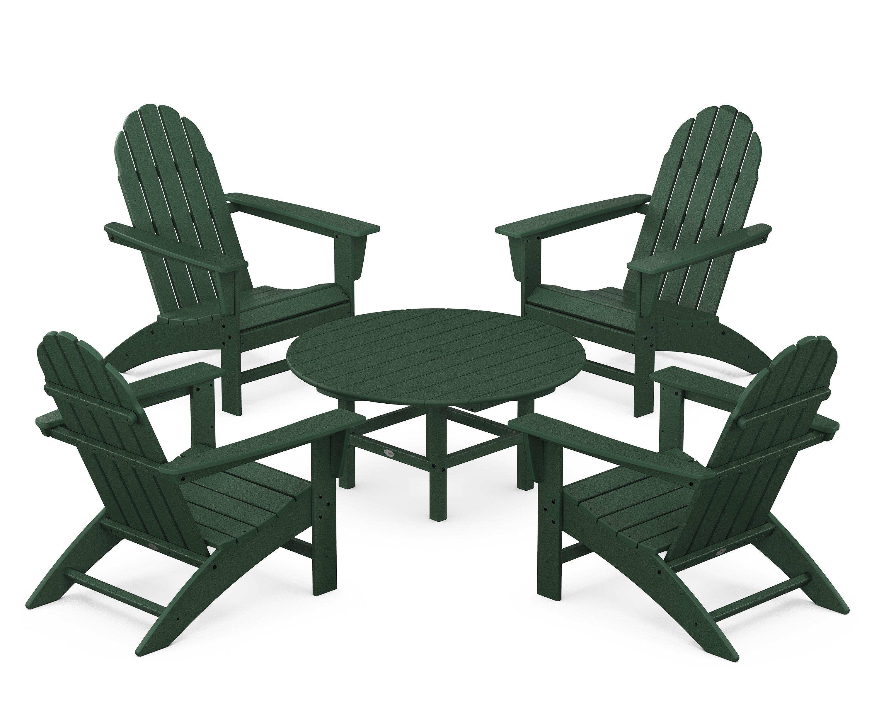 POLYWOOD® Vineyard 5-Piece Adirondack Chair Conversation Set in Green