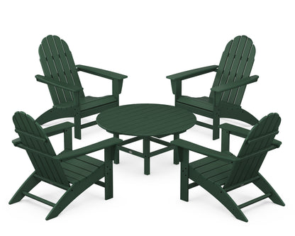 POLYWOOD® Vineyard 5-Piece Adirondack Chair Conversation Set in Green