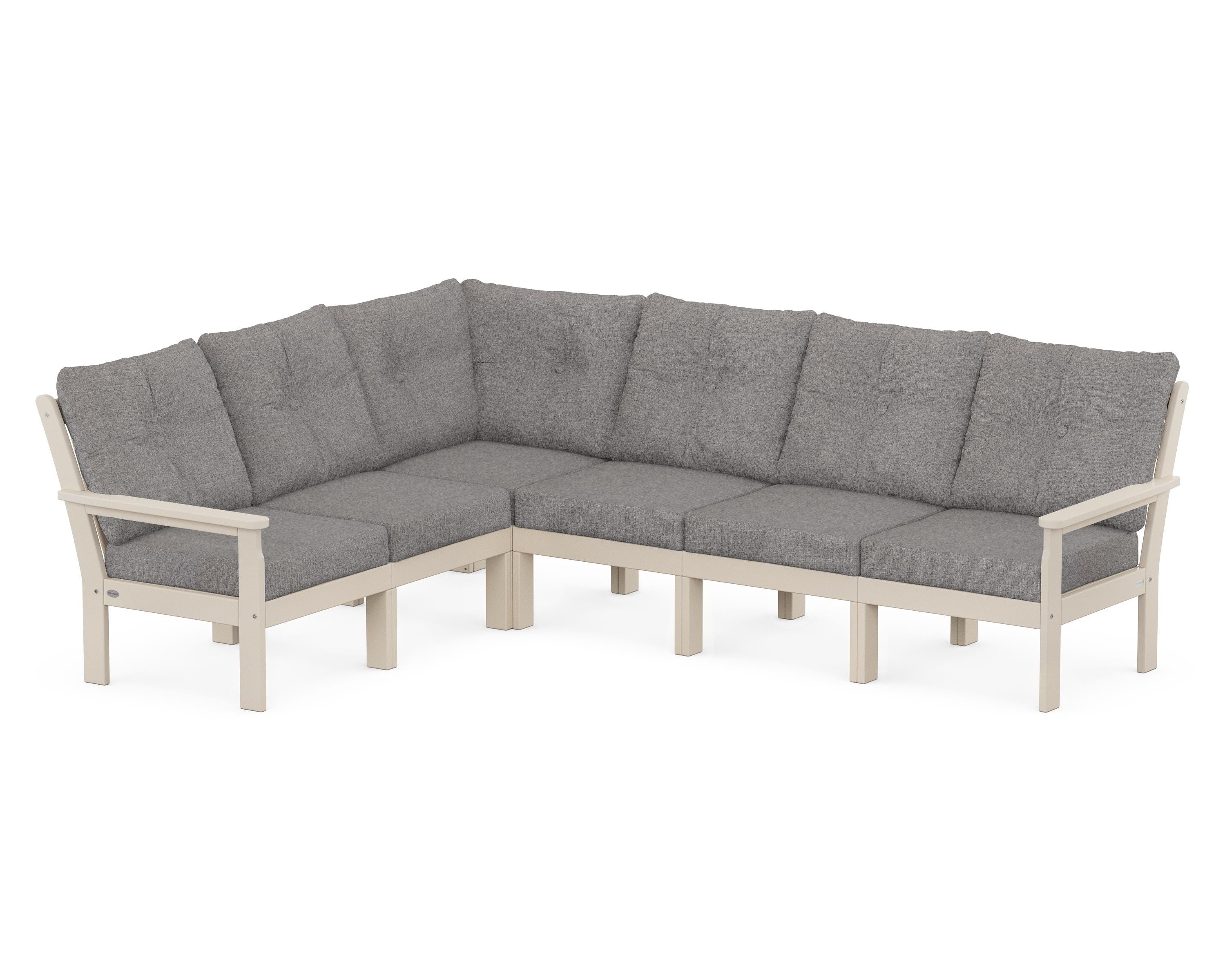POLYWOOD® Vineyard 6-Piece Sectional in Sand / Grey Mist