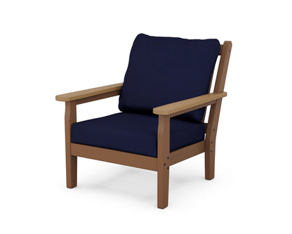 POLYWOOD® Chippendale Deep Seating Chair in Teak / Natural / Navy