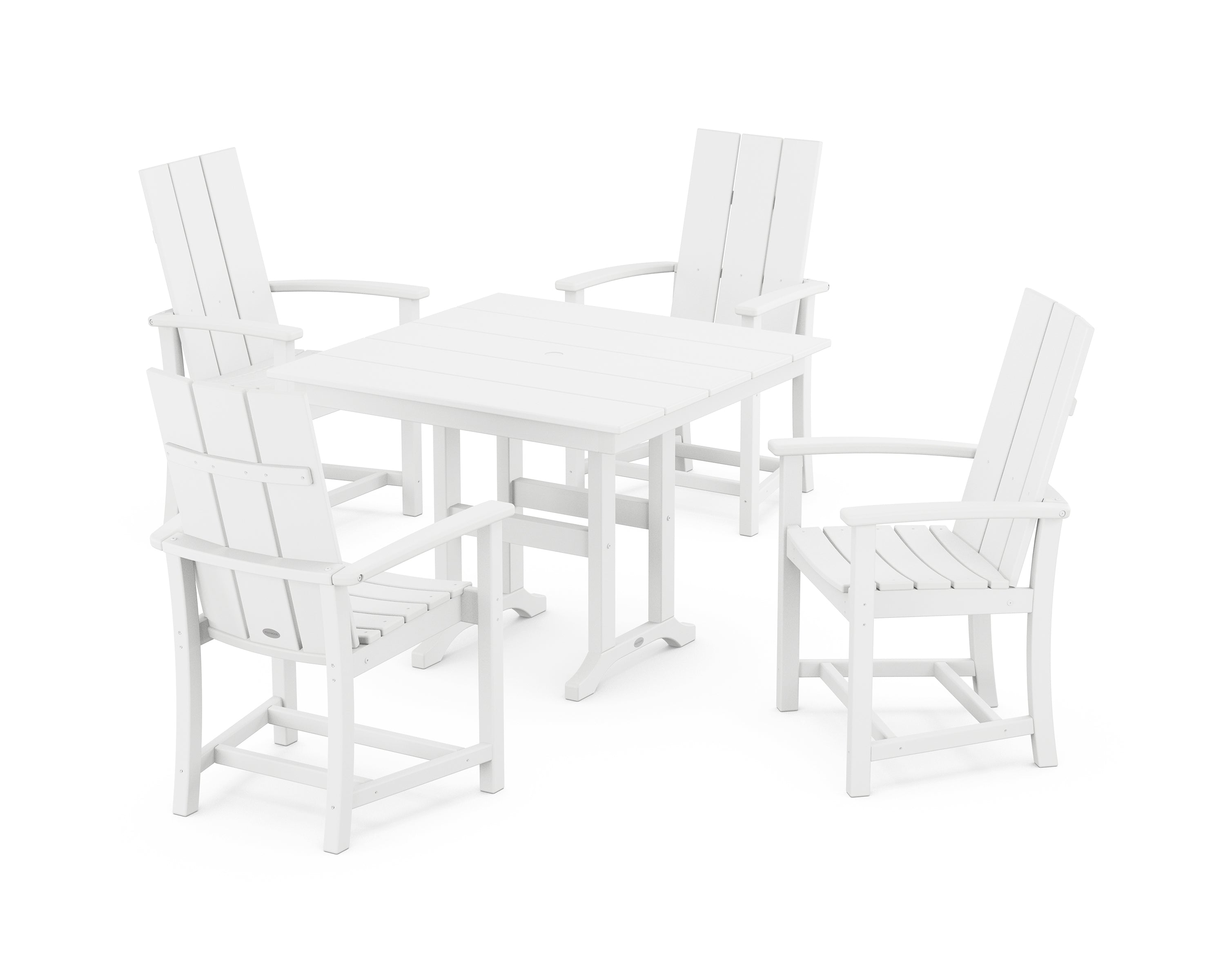 POLYWOOD® Modern Adirondack 5-Piece Farmhouse Dining Set in White