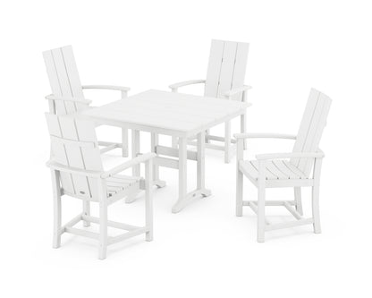 POLYWOOD® Modern Adirondack 5-Piece Farmhouse Dining Set in White