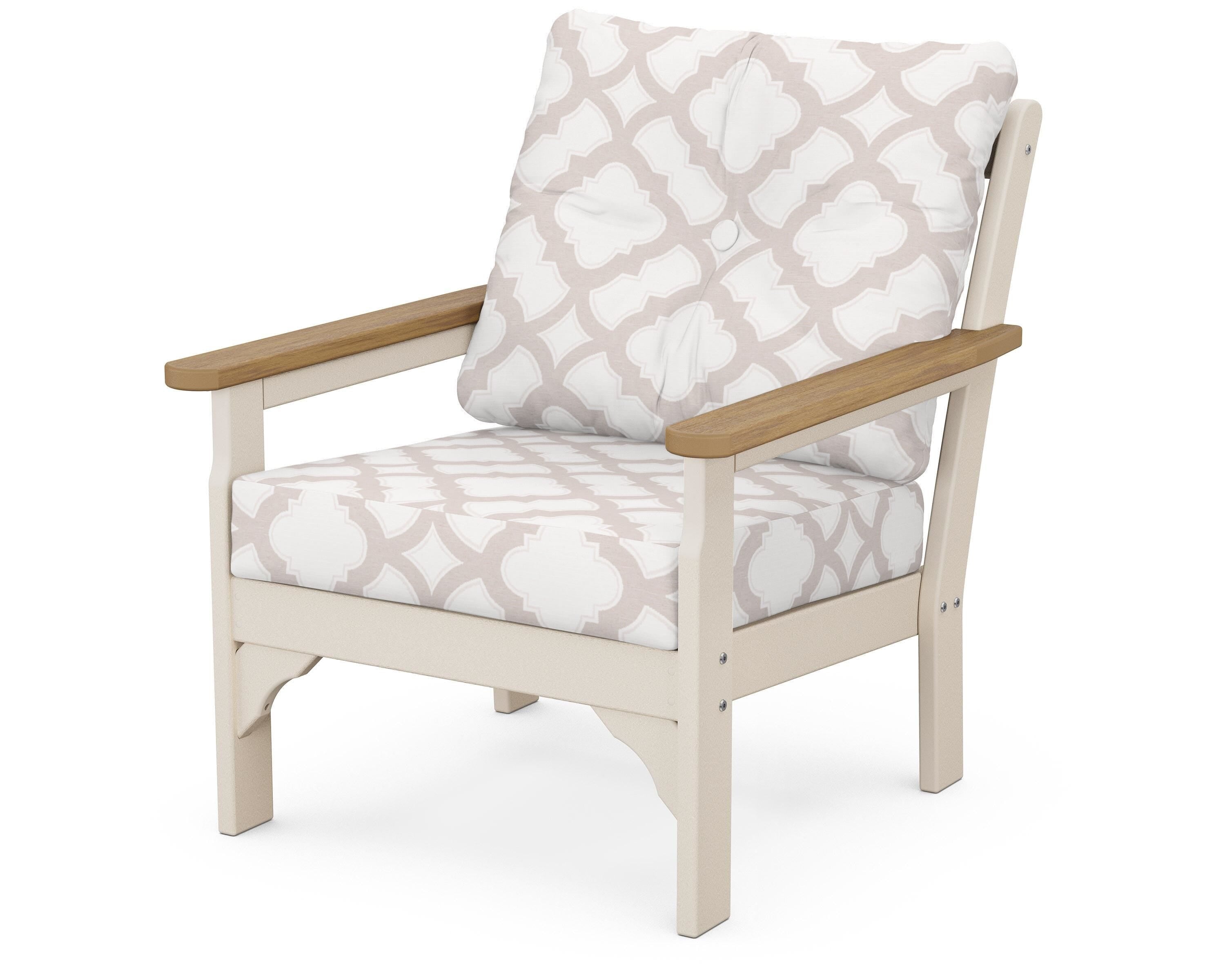 POLYWOOD® Vineyard Deep Seating Chair in Sand / Natural / Trellis Dune Burlap