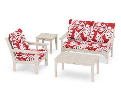 POLYWOOD® Vineyard 4-Piece Deep Seating Set in Sand / Leaf Crimson