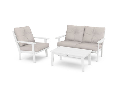 POLYWOOD® Lakeside 3-Piece Deep Seating Set in White / Dune Burlap