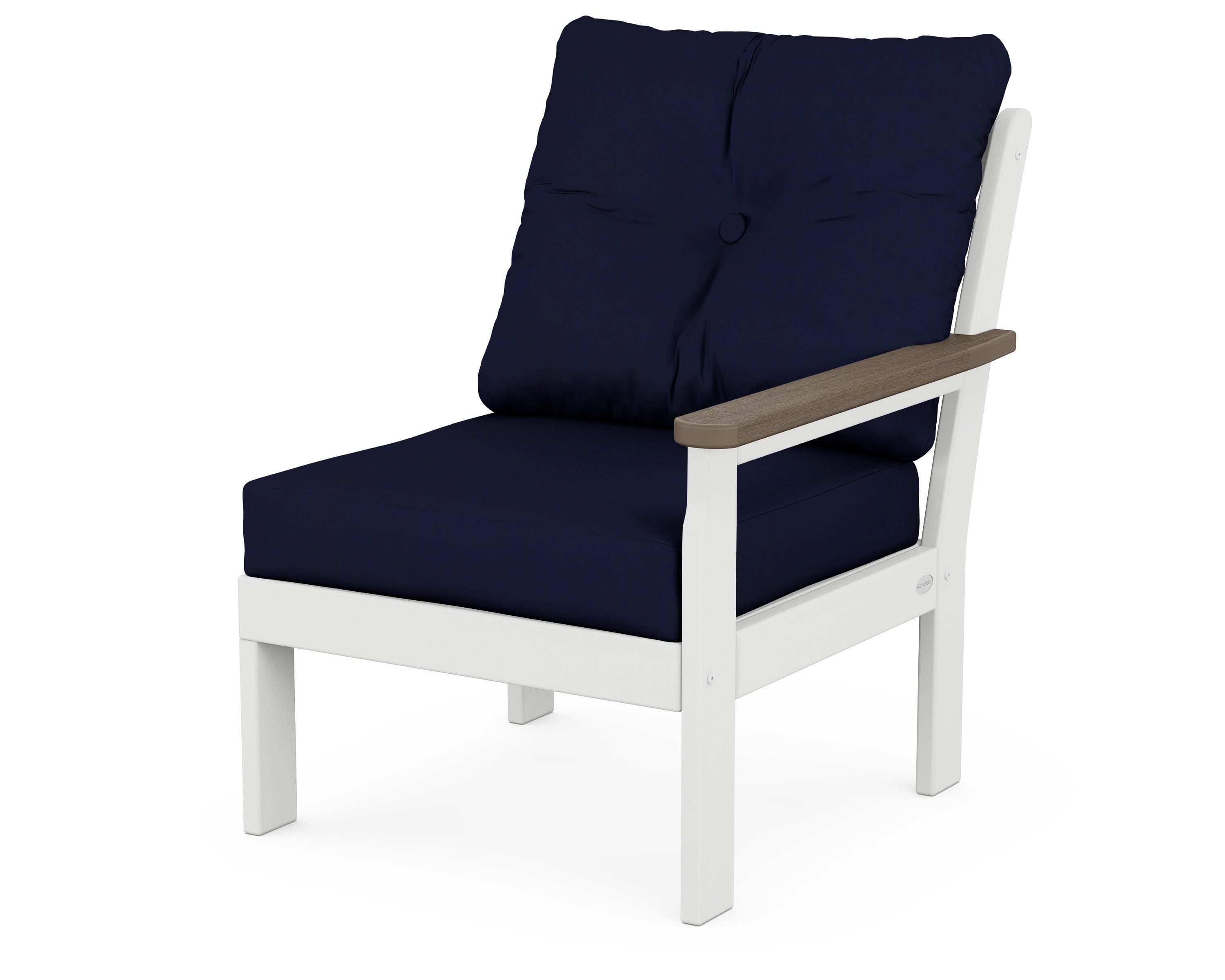 POLYWOOD® Vineyard Modular Right Arm Chair in White / Kona / Navy