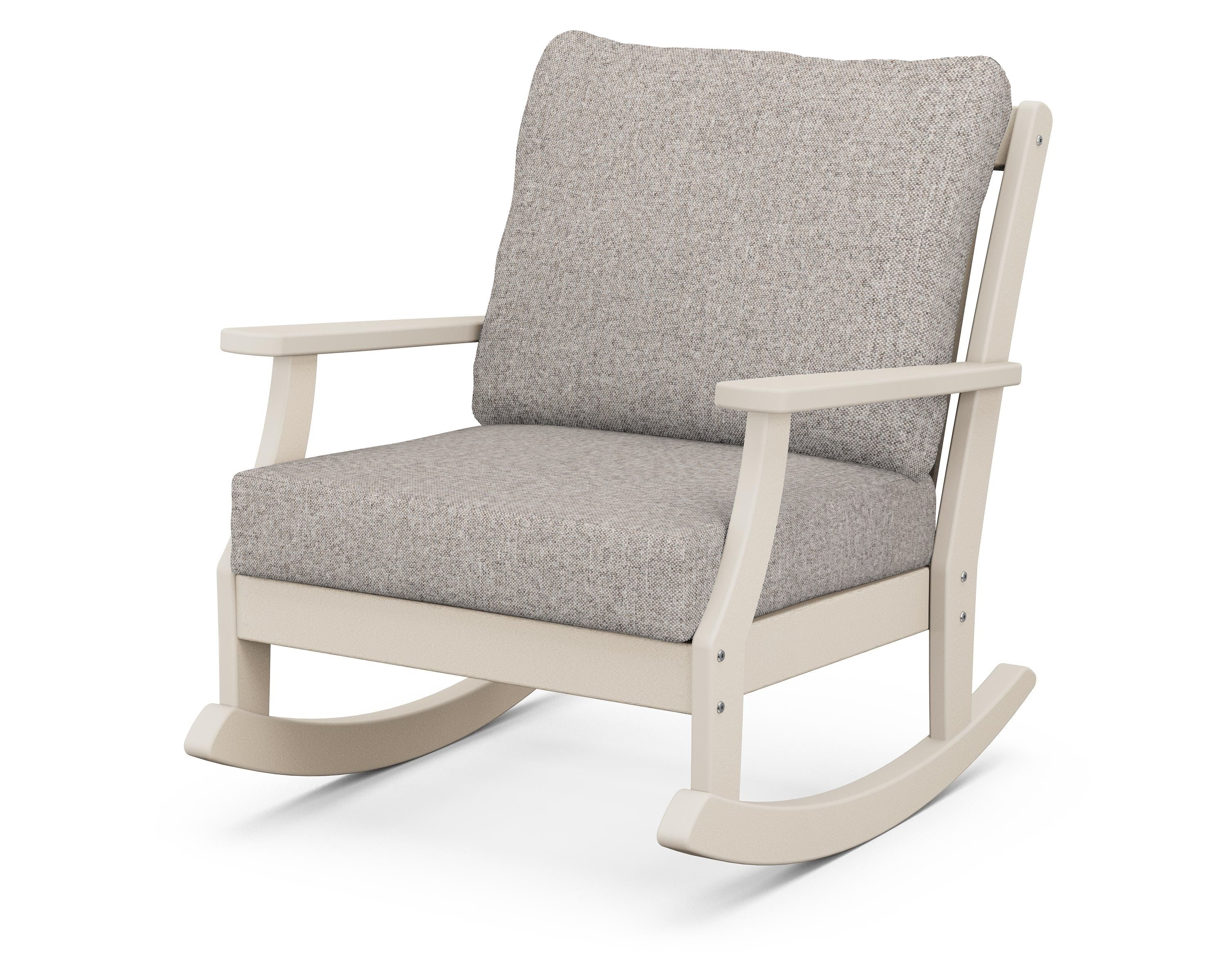 POLYWOOD® Braxton Deep Seating Rocking Chair in Sand / Weathered Tweed