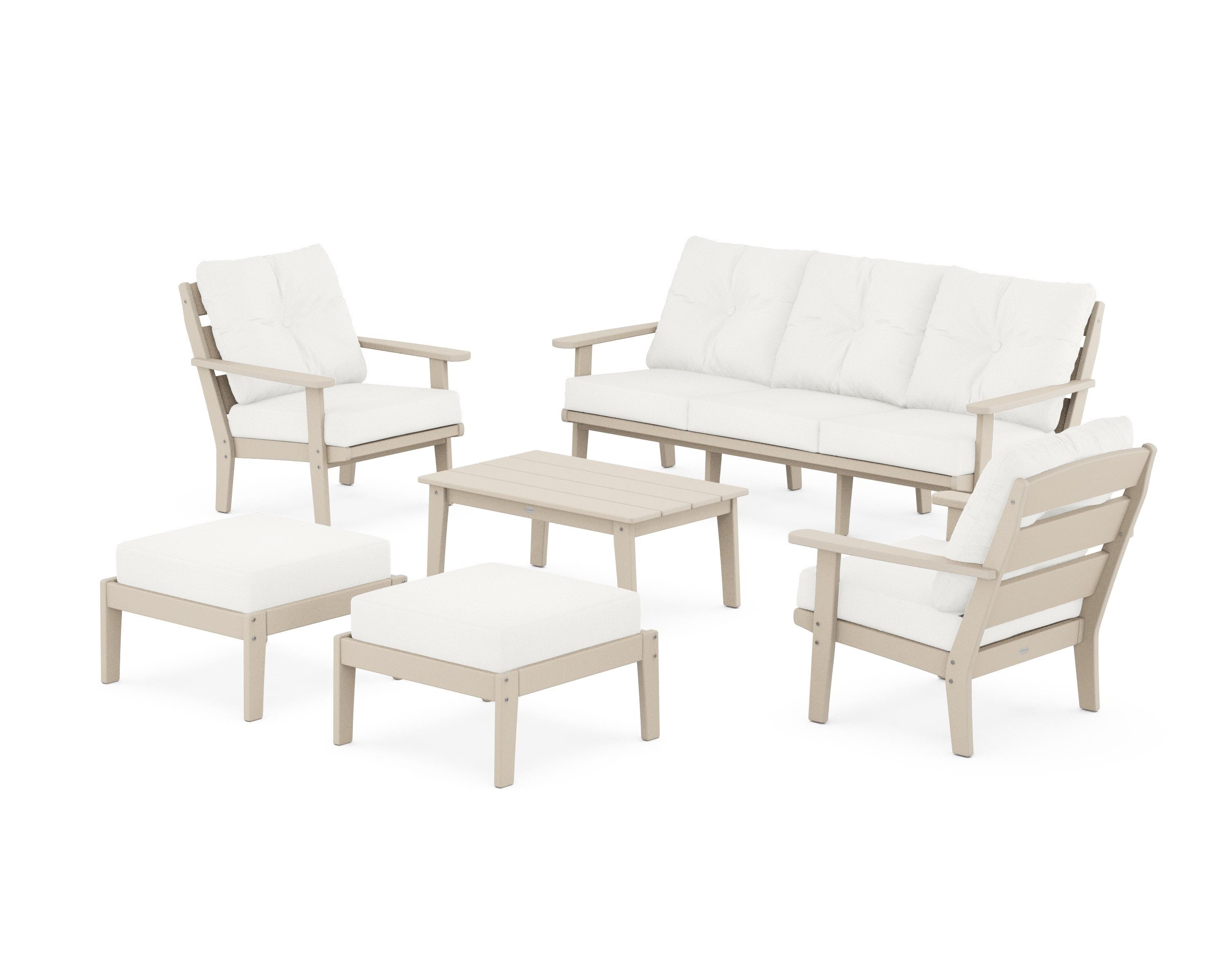 POLYWOOD® Lakeside 6-Piece Lounge Sofa Set in Sand / Natural Linen