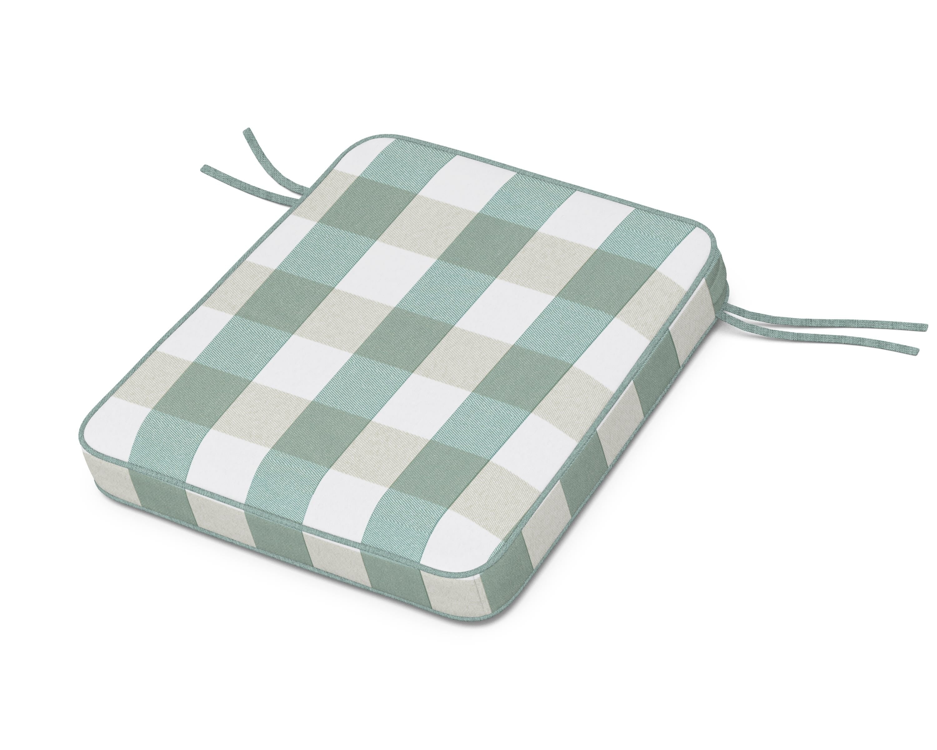 Martha Stewart by POLYWOOD® Chinoiserie Rocker Seat Cushion in Buffalo Plaid Glacier Spa