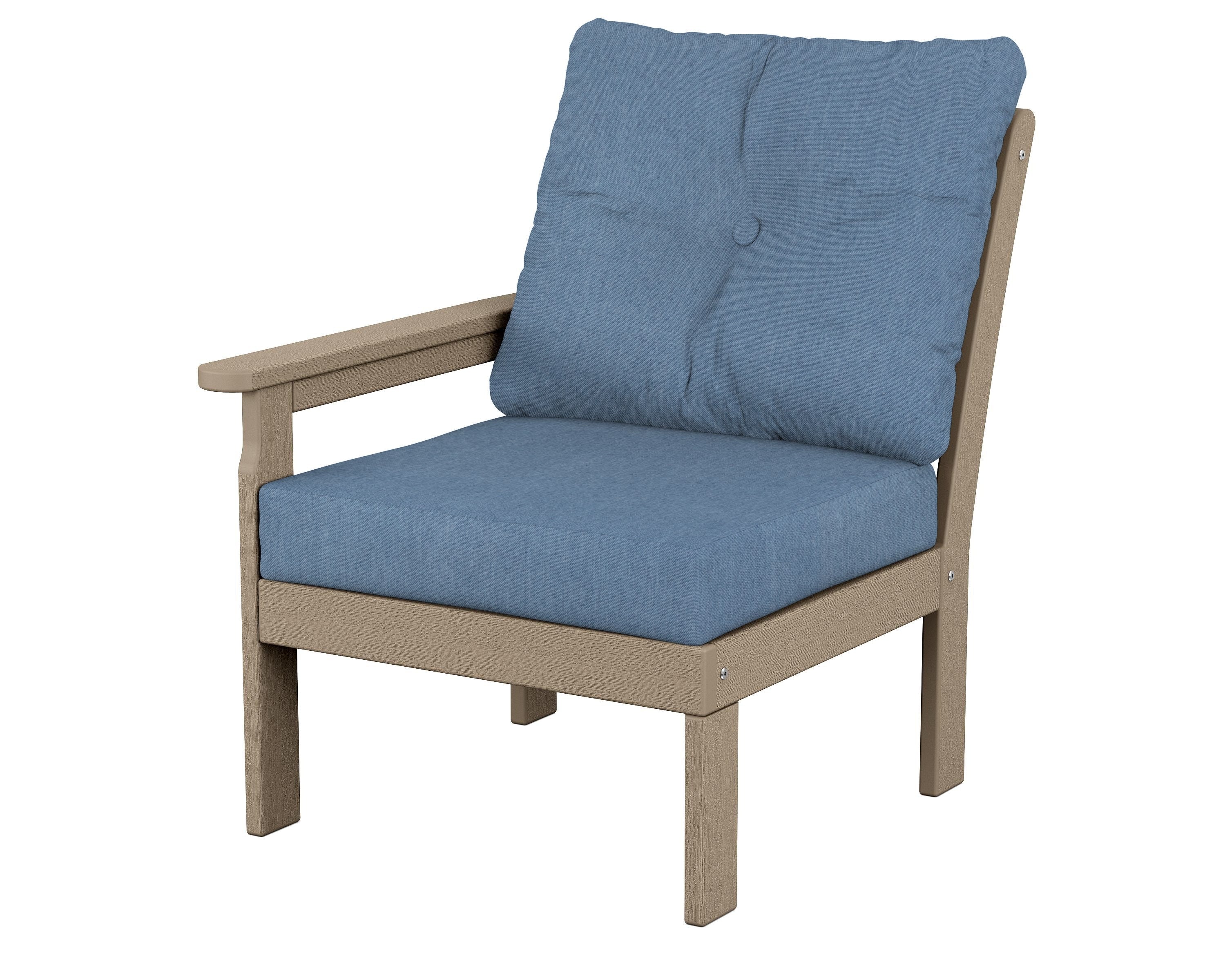 POLYWOOD® Vineyard Modular Left Arm Chair in Vintage Sahara / Sky Blue