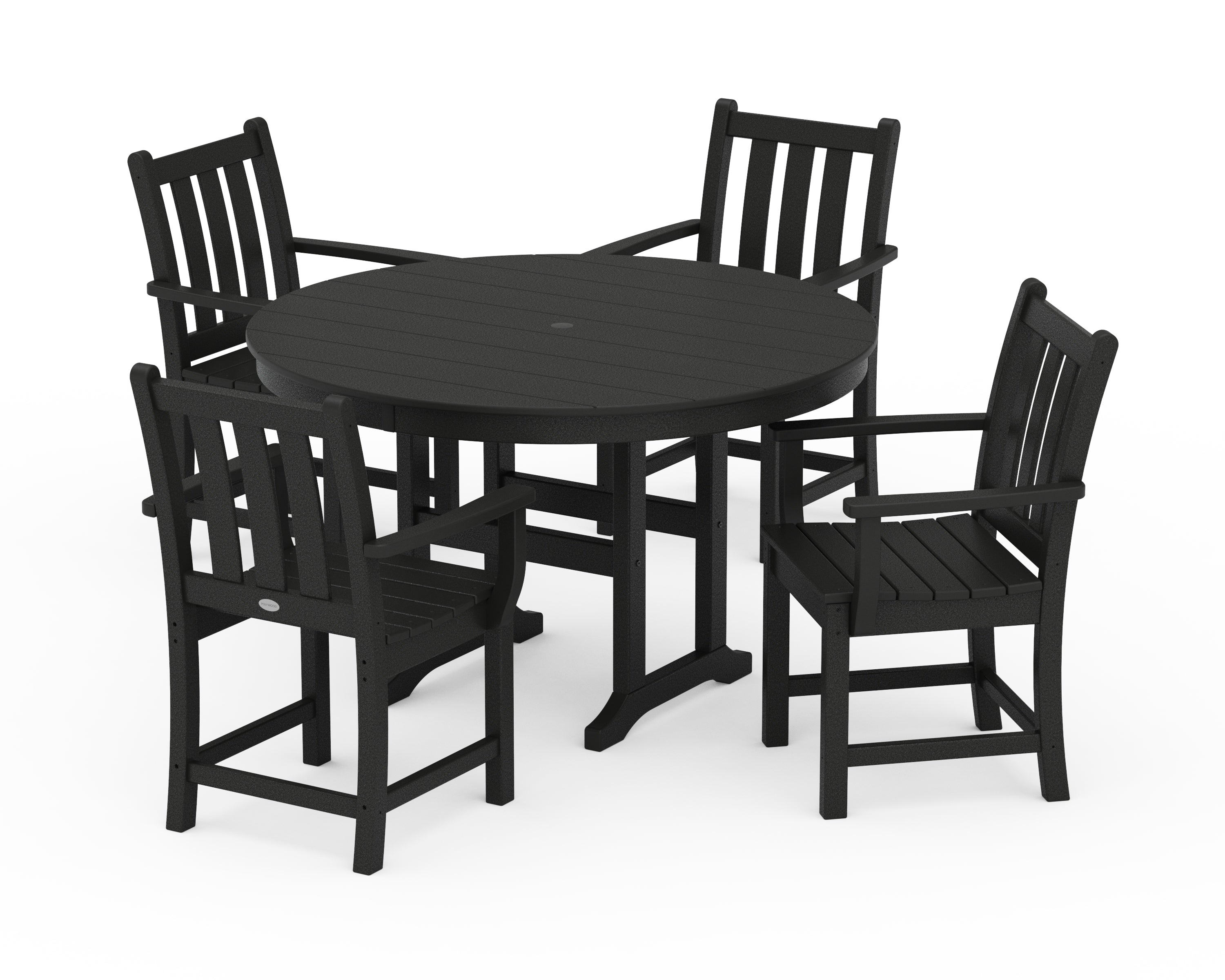 POLYWOOD® Traditional Garden 5-Piece Round Farmhouse Dining Set in Black