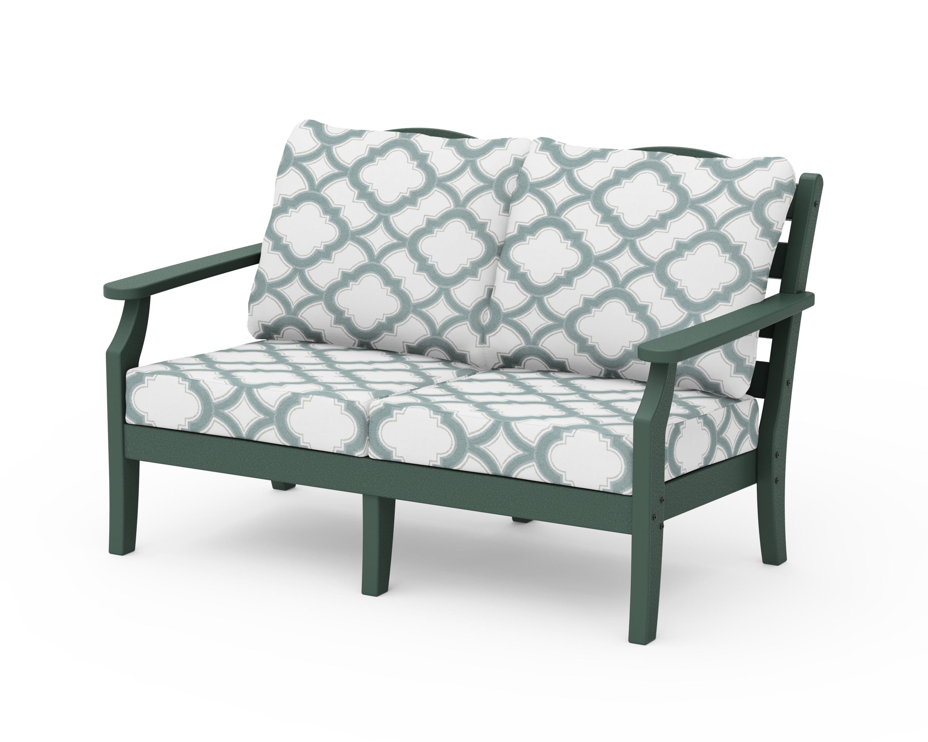 Draper James™ by  POLYWOOD® Savannah Deep Seating Loveseat in Green / Trellis Glacier Spa