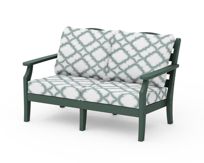Draper James™ by  POLYWOOD® Savannah Deep Seating Loveseat in Green / Trellis Glacier Spa