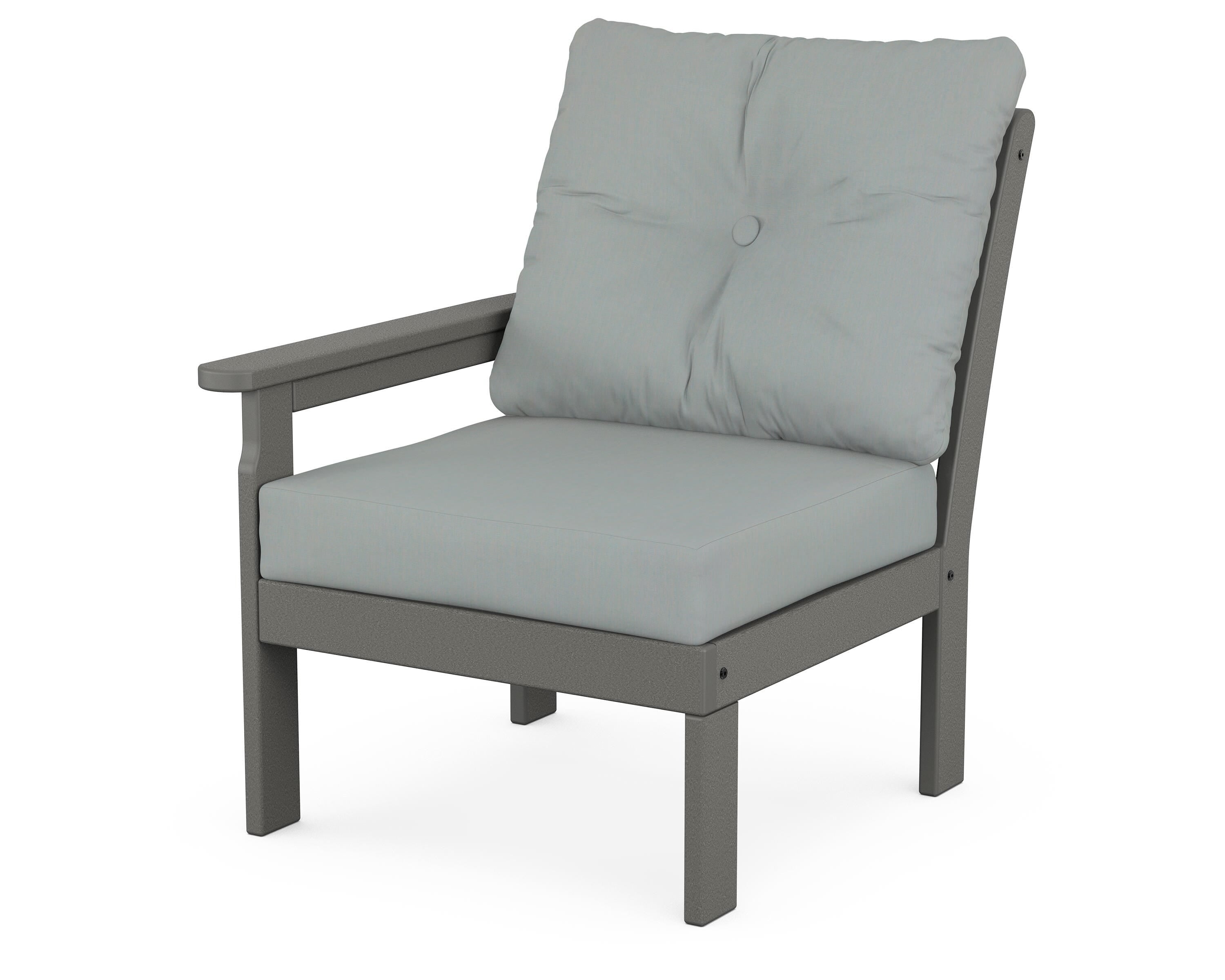POLYWOOD® Vineyard Modular Left Arm Chair in Slate Grey / Spa