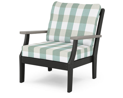 POLYWOOD® Braxton Deep Seating Chair in Black / Driftwood / Buffalo Plaid Glacier Spa