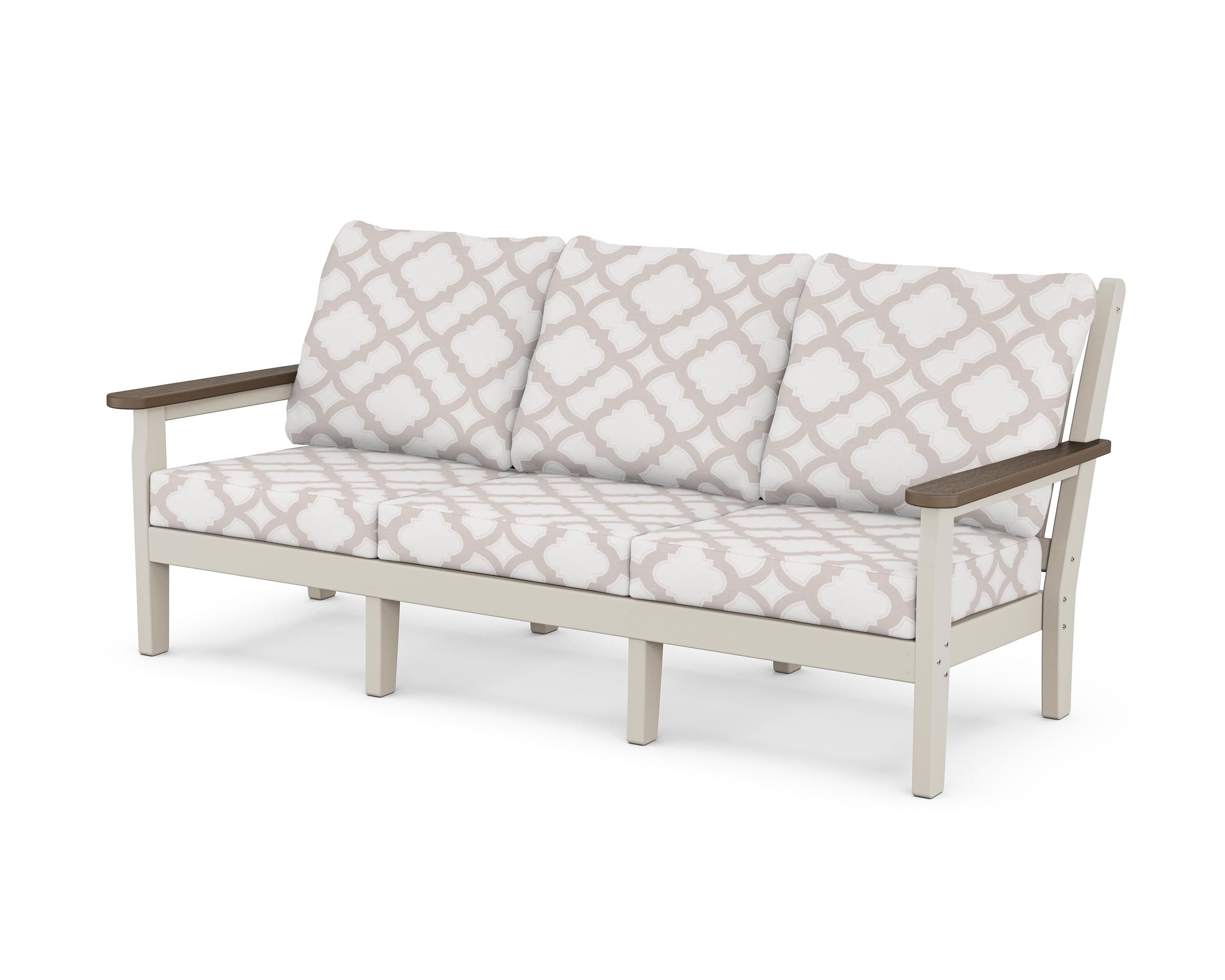 POLYWOOD® Chippendale Deep Seating Sofa in Sand / Kona / Trellis Dune Burlap