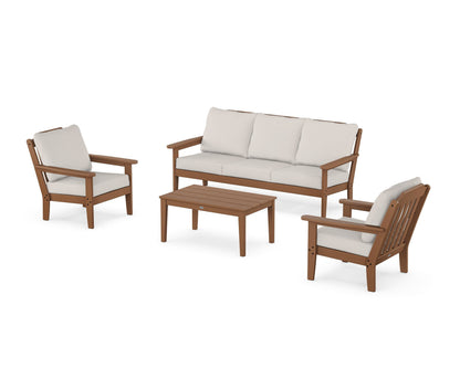 Country Living Cottage 4-Piece Deep Seating Set with Sofa in Teak / Cast Ash