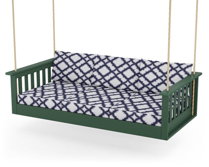 POLYWOOD® Vineyard Daybed Swing in Green / Trellis Navy