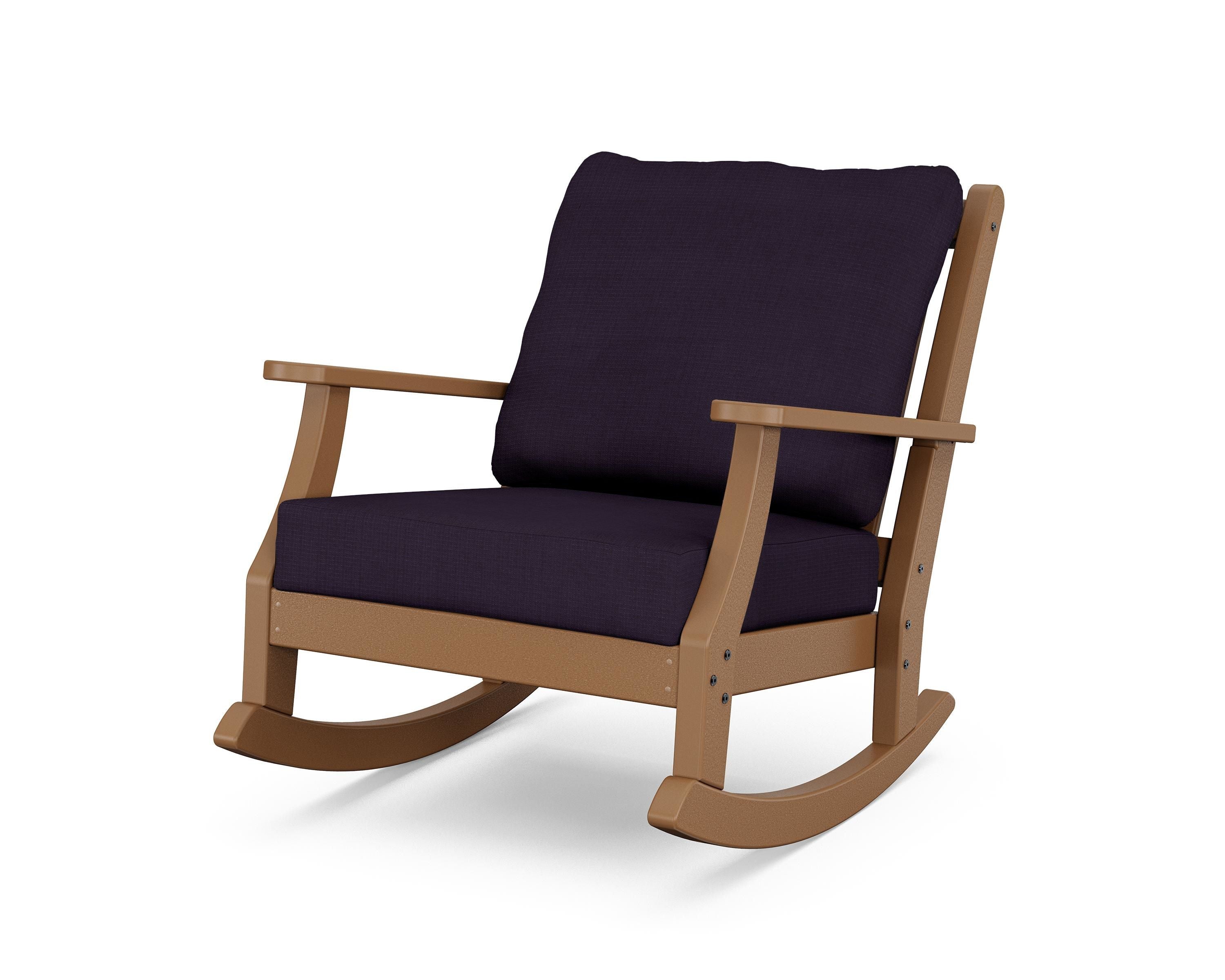 Country Living Wovendale Deep Seating Rocking Chair in Teak / Navy Linen